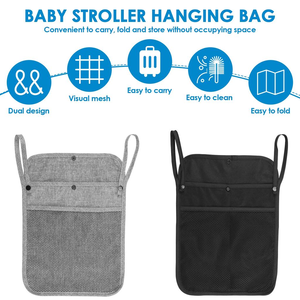 Baby Stroller Hanging Storage Bag Infant Product hanging Organizers Portable Large Capacity Double Pockets Mesh bags for Mummy