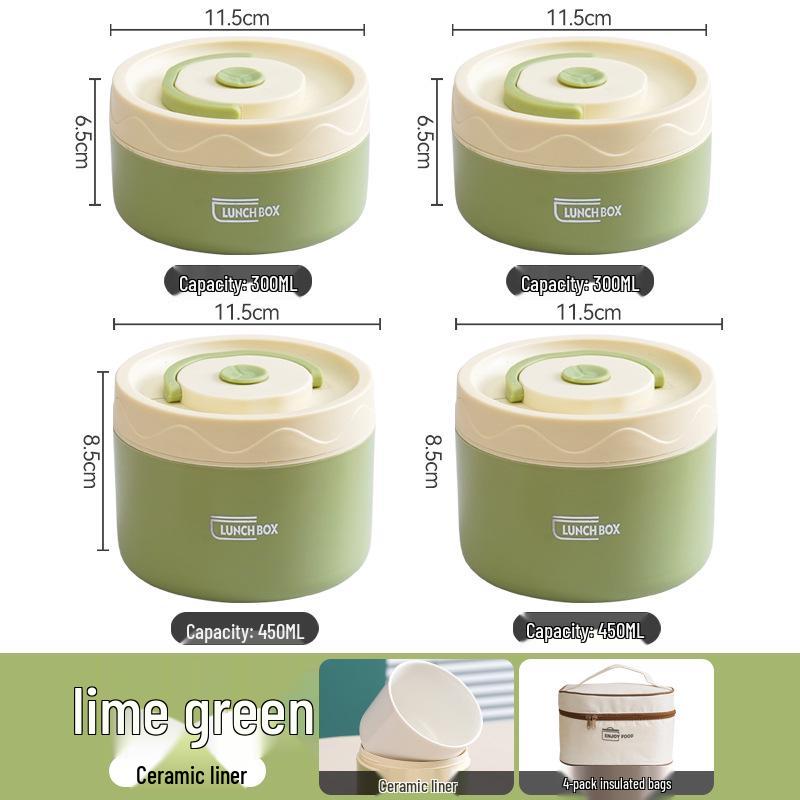 Microwaveable Insulated Ceramic Bento Lunch Box - Portable, Multi-Layer for Students and Office Workers