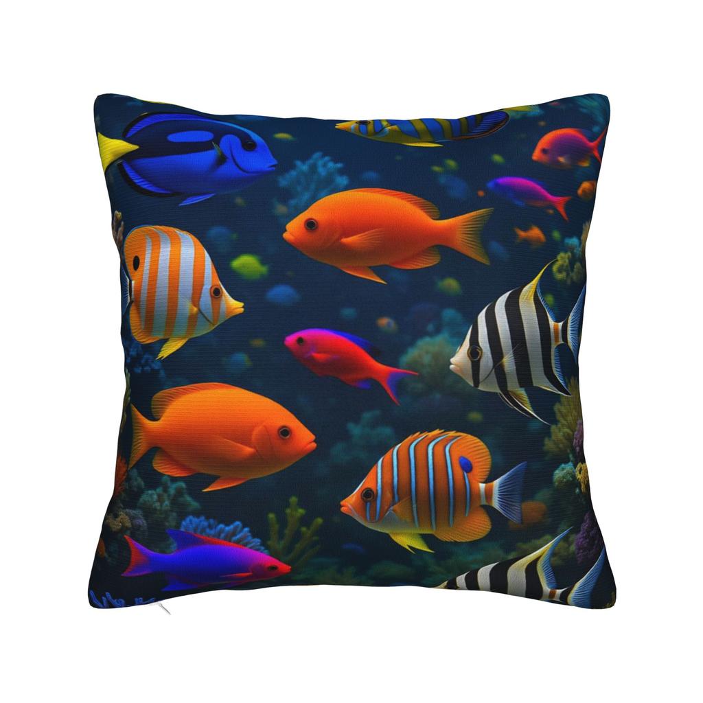 Pillow Case Beautiful Underwater World Colorful Fish Comfy Pillow Cover For Couch Sofa Bedroom Kawaii Pillowcases