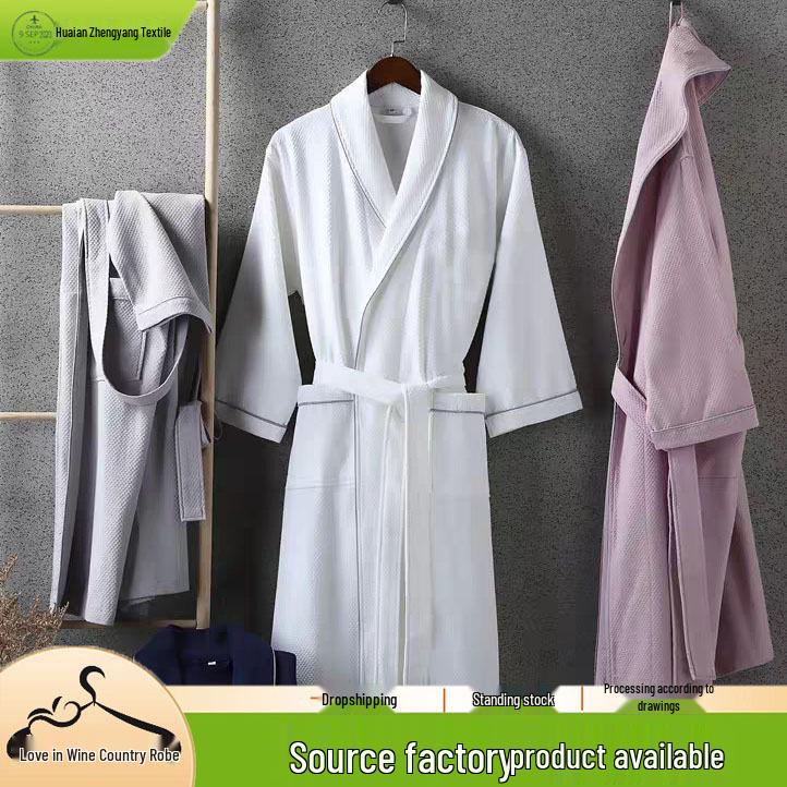 

Pure Cotton Bathrobe - Absorbent Adult Sleepwear for Hotel, Salon, and Homestay - Yukata Style for Women Medium