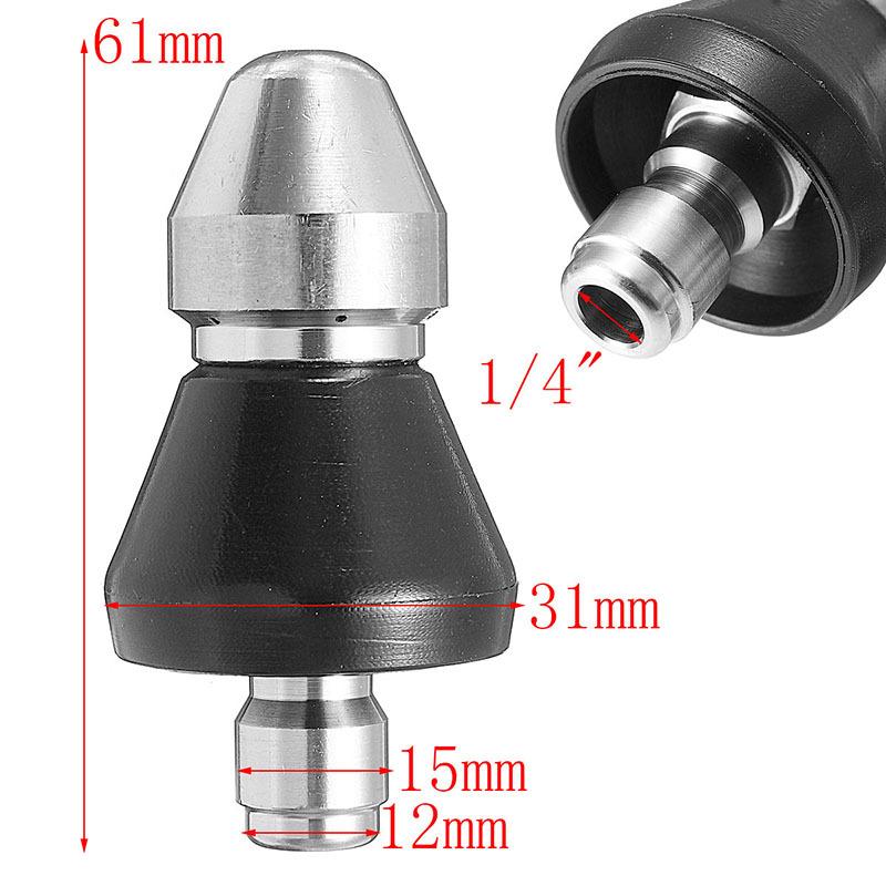 Metalen 1/4" Snelkoppeling Hogedrukreiniger 6-Jets Mondstuk Universele Wasmachine Afvoerpijp Baggeren Reinigingsmondstuk
