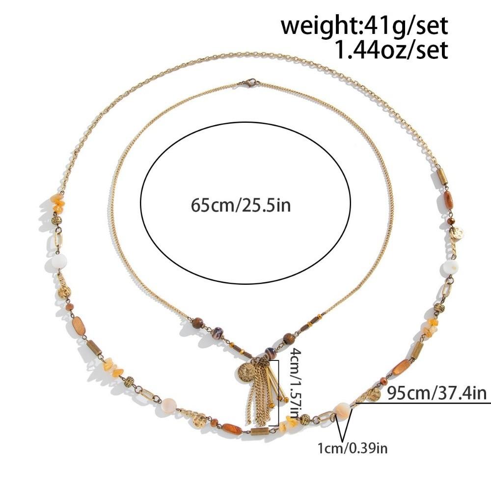 2pcs Zinc Zinc Alloy Layered Necklace Set Round Pendant Stacked Necklace Set Valentine's Day Gift
