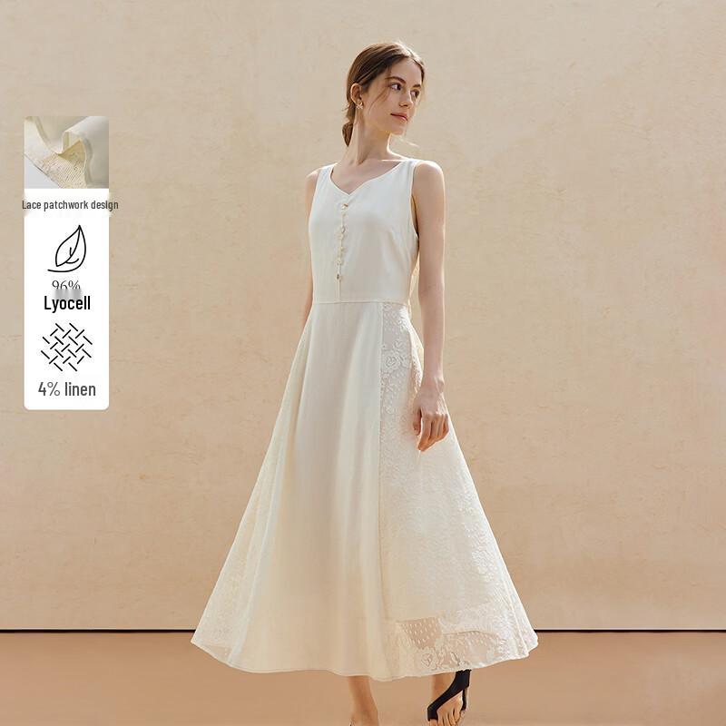 Inman Lyocell Linen French Lace A-line Dress M