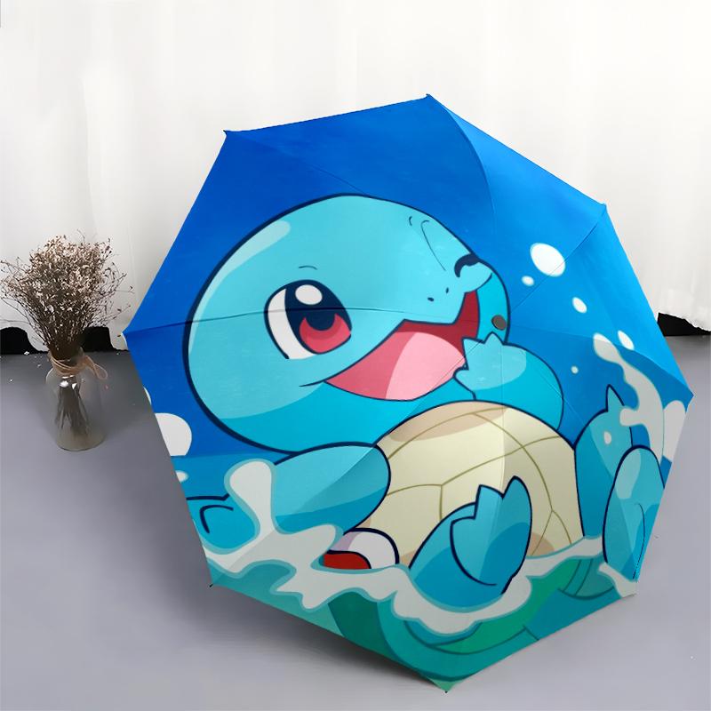 Cute Squirtle pattern, automatic folding umbrella, portable and foldable design, 8 ribs, a Christmas or birthday gift.