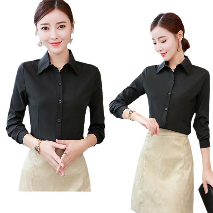 Korean Style Women's Long Sleeve White Blouse - Casual, Plus Size, Anti-Exposure Shirt