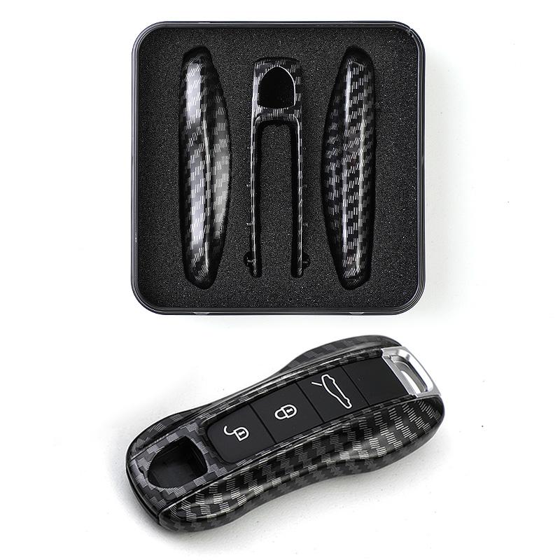 Interior Mouldings For Porsche Boxster Cayman Panamera Cayenne 911 car key cover 918 997 991 carbon fiber key case car accessori