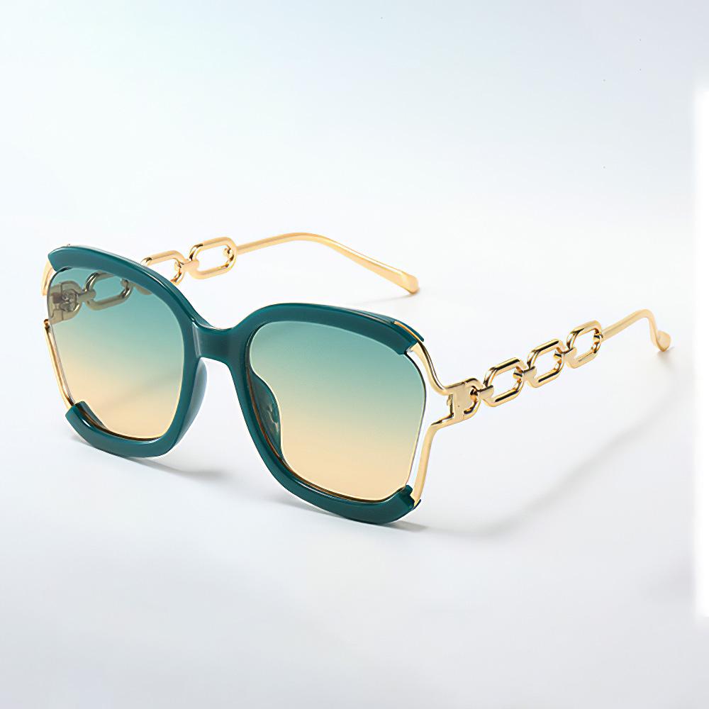 New Fashionable Sunglasses Women Gradient Lenses Golden Chain Decoration Unique Design Stylish Glasses for Women