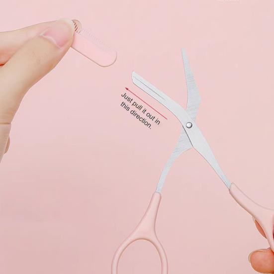 Eyebrow Trimmer Scissors with Comb Stainless Steel Non-Slip Precision Eyebrow Razor Men Women Brow Hair Removal Grooming Tool