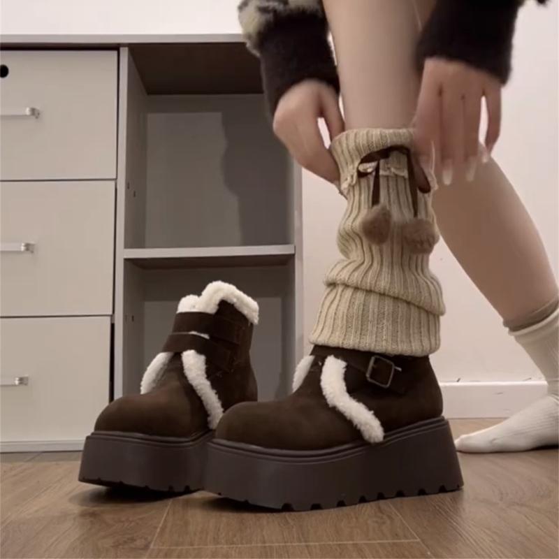 Winter Warm Cotton Women Snow Boots Height Increase Shoes Female Punk Platform Thick Sole Short Booties  De Muje