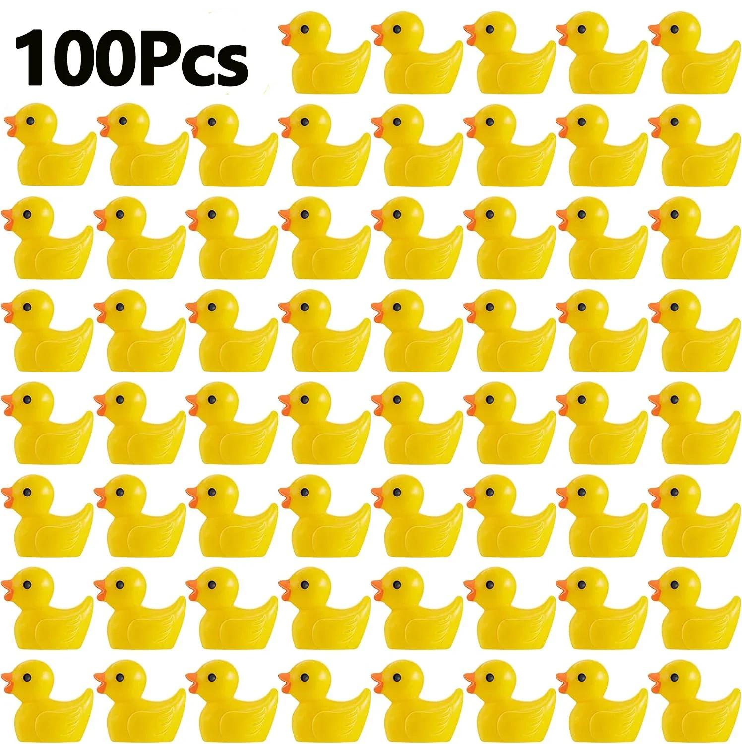 

200/100 шт. Автомобильные украшения Смола Мини Утка Миниатюрные фигурки Украшения Декор Желтое Животное Садовые поделки Крошечная Утка с Клеем