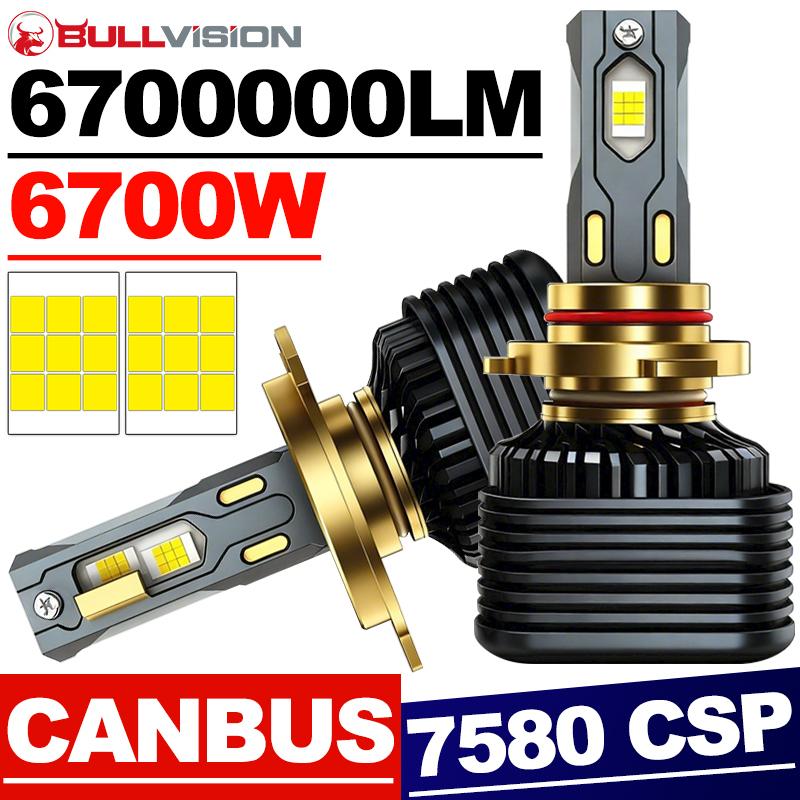 BULLVISION 6700W H4 LED Headlight Canbus H7 H11 H8 H9 9005 HB3 9006 HB4 9012 HIR2 Car Headlamp 18PCS CSP High Low Light Fog Lamp 9012(HIR2)
