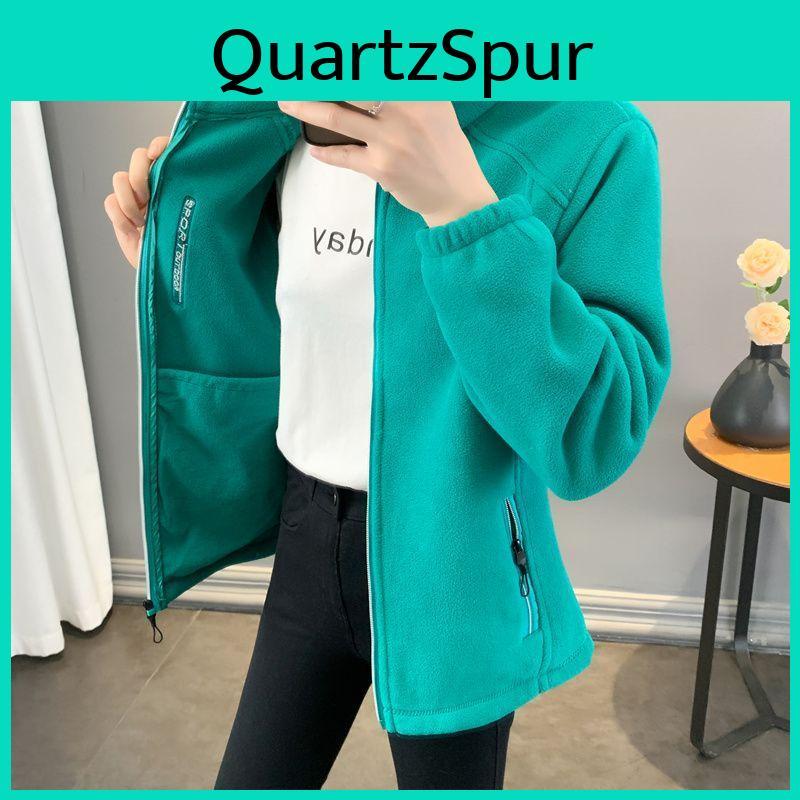 Winter Sweatshirt Women Coat Casual Loose Zip Up Cardigan Long Sleeve Sweatershirt Reversible Polar Fleece Stand Collar Coat