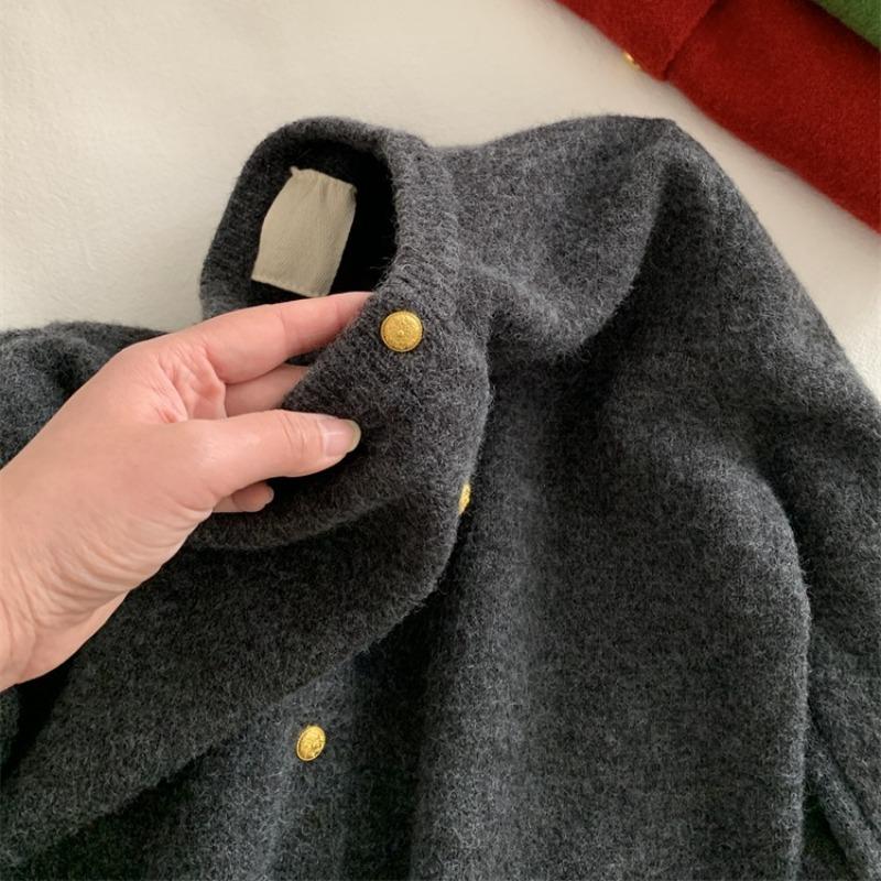 Raccoon Velvet Knitted Cardigan Women's Autumn New Lazy Loose Versatile Crew Neck Short Sweater Jacket Top