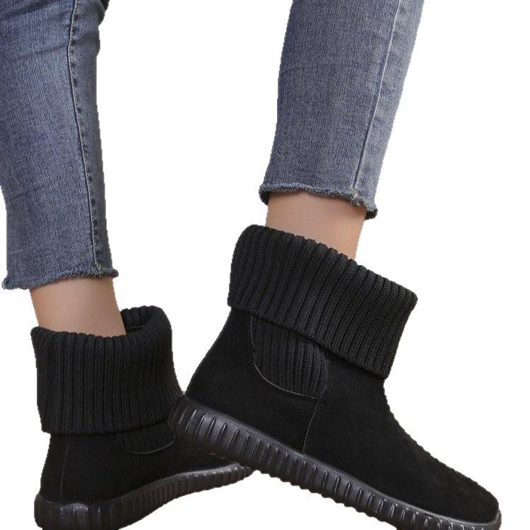 Snow Boots Winter Wool Mouth Piled Thickened Warm Student Flat Boots