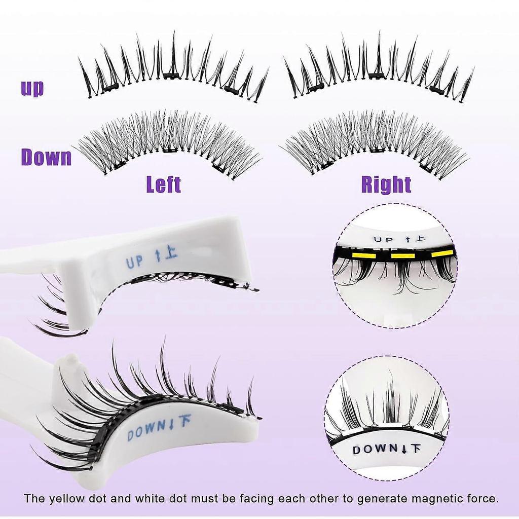 Magnetic Eyelashes No Glue Required - Reusable False Eyelashes Natural Look Set 4 Pairs False Eyelashes Soft Waterproof Magnetic Eyelashes Easy