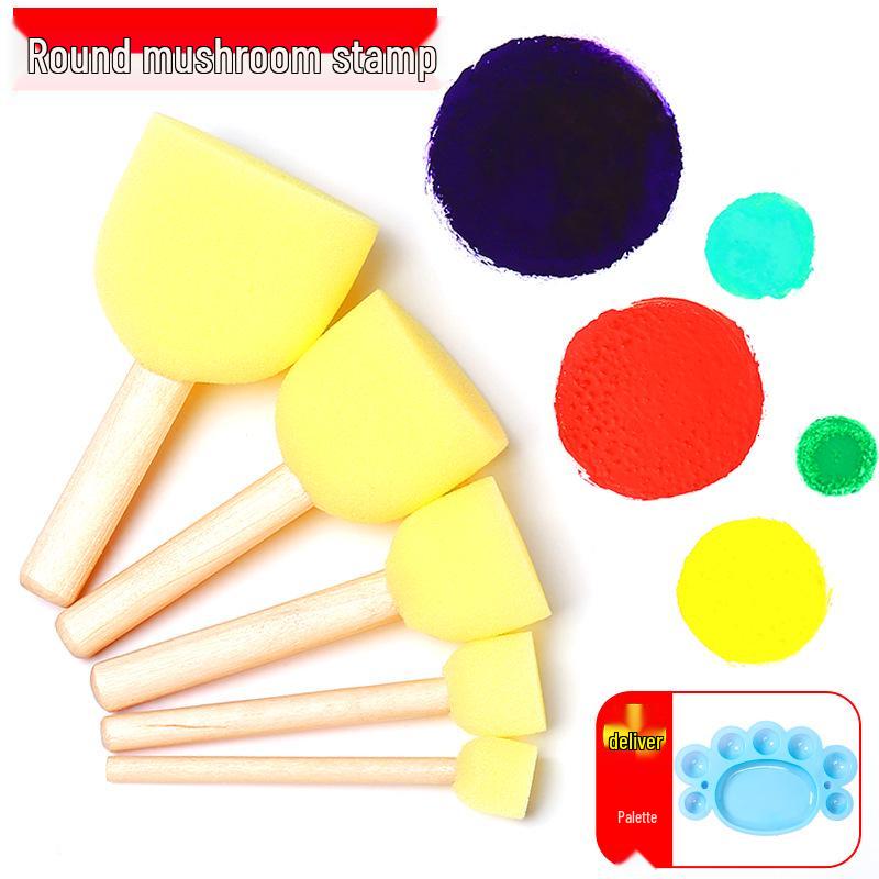 Children's Round Sponge Brushes for Art & Painting - Mushroom Head Tools for DIY Graffiti and Kindergarten Use