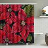 Red Poinsettia Shower Curtain Christmas Decoration Waterproof Bath Mat Home Decor Bathroom Liner 72X84In