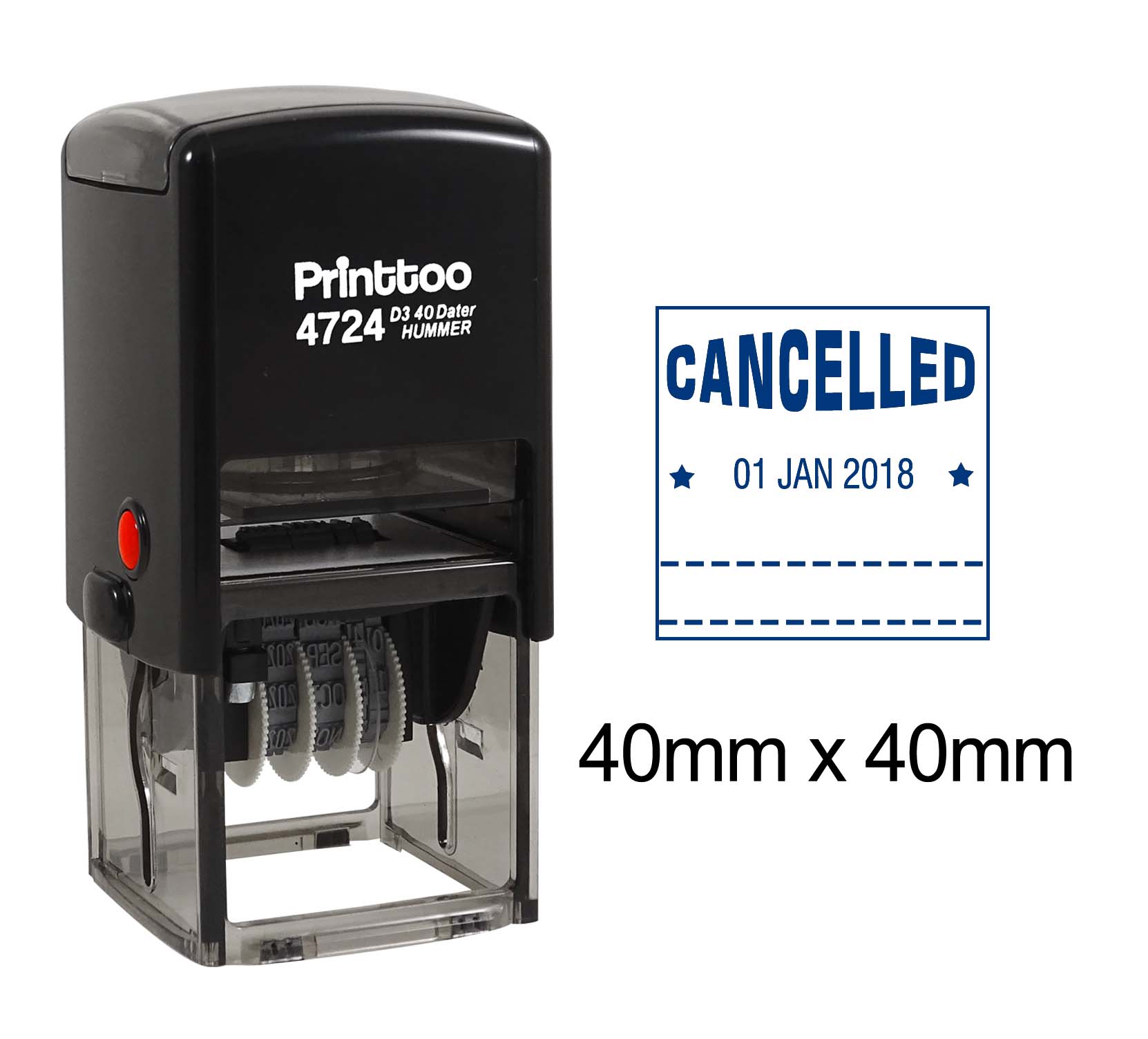 

Printtoo Office Document Stationery Dater Stamp Self Inking With Cancelled Text Date Rubber 40 mm x 40 mm.(Approx) синій