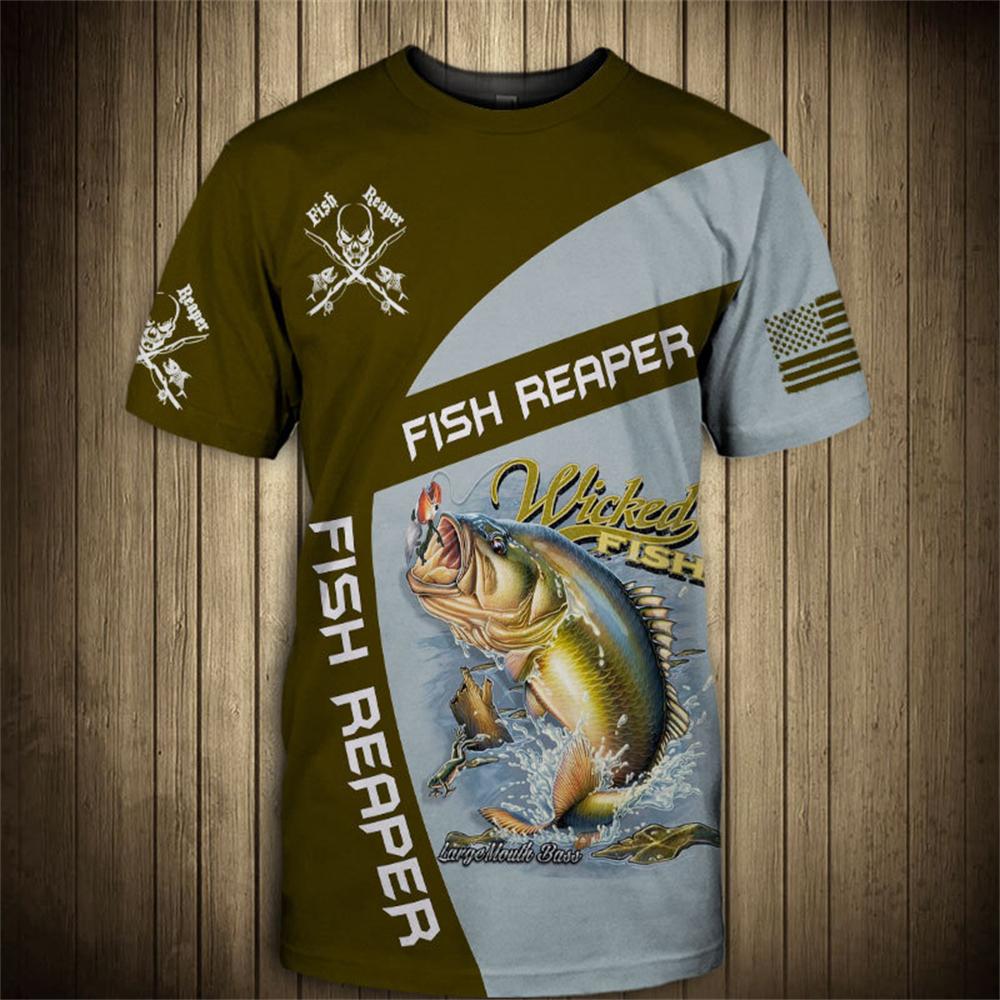 Vintage T Shirt for Mens Fishing 3D Print Outdoor Sports Short Sleeve Top Casual Man's T-Shirt Loose Tee Graphic Men Clothing