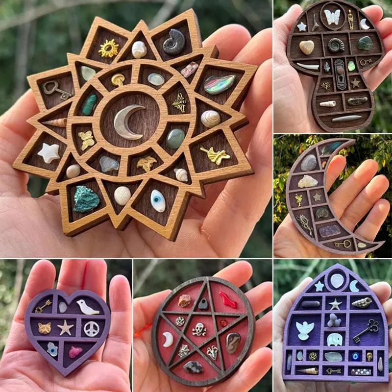 Multicolor Miniature Trinket Shelf Variety Grids Moon Mushroom Dollhouse Shelf Compartments