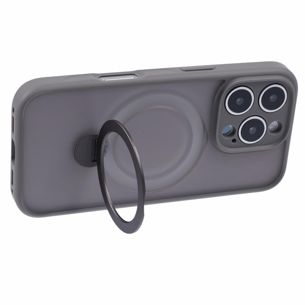 For iPhone 16 Pro Max Case Compatible with MagSafe Matte TPU+PC Phone Cover Kickstand Ring Holder