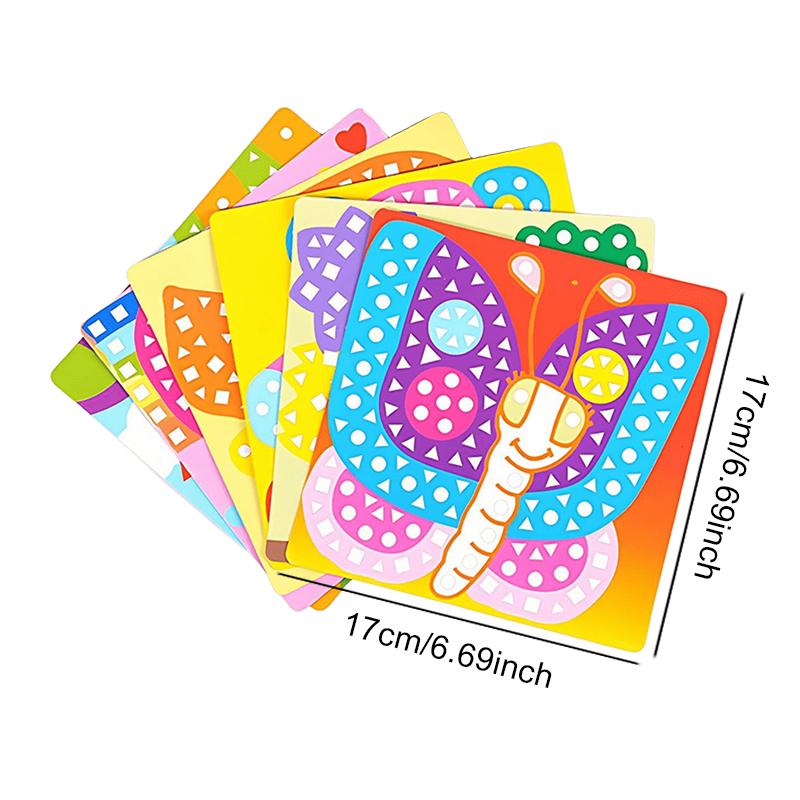 6Sheets/Set Random Mosaic Cartoon Stickers Self Adhesive Handmade Artclass Props DIY Stationery Fun Rewards School Accessory ZYF