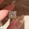 Classic Copper Alloy Zircon Ring Ladies Jewelry Wedding Promise Party Gift