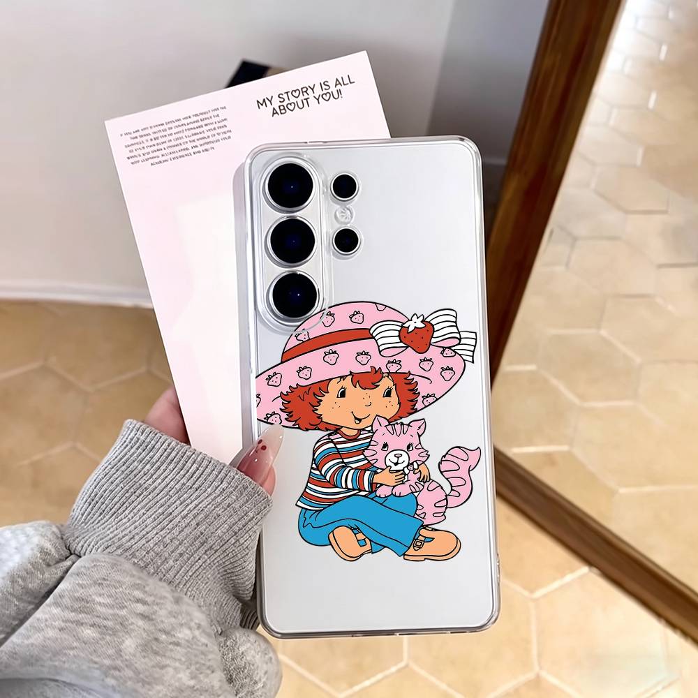 s-Strawberry Shortcake Phone Case For Samsung S25,S24,S21,S22,S23,S30,Ultra,S20,Plus,Fe,Note,10,9,5G Transparent Cover