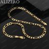 Collier en Or 18 Carats ALIZERO 16/18/20/22/24/26/28/30 Pouces Chaîne Figaro 6mm Colliers Pour Hommes Femmes Accessoires de Joaillerie Fine