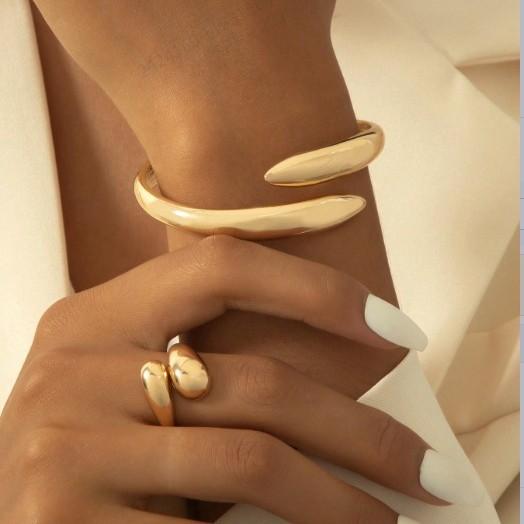 Water drop element glossy bracelet ring jewelry set simple and exquisite Christmas gift