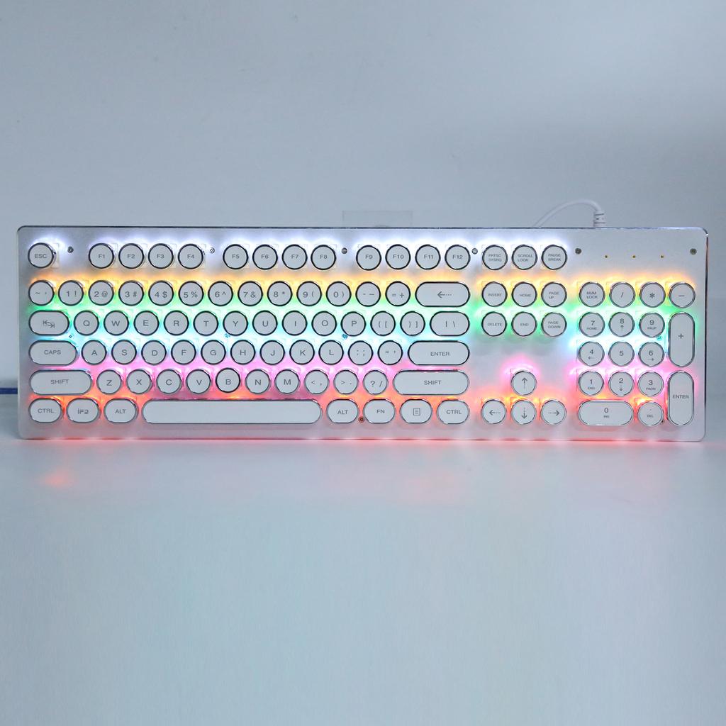 Retro Wired Gaming Mechanical Keyboard Key Click with 104 Keys Mixed Light Ergonomic Design