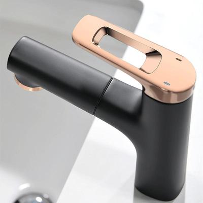 Single Handle Pull-out Basin Faucet (black and Rose Gold)