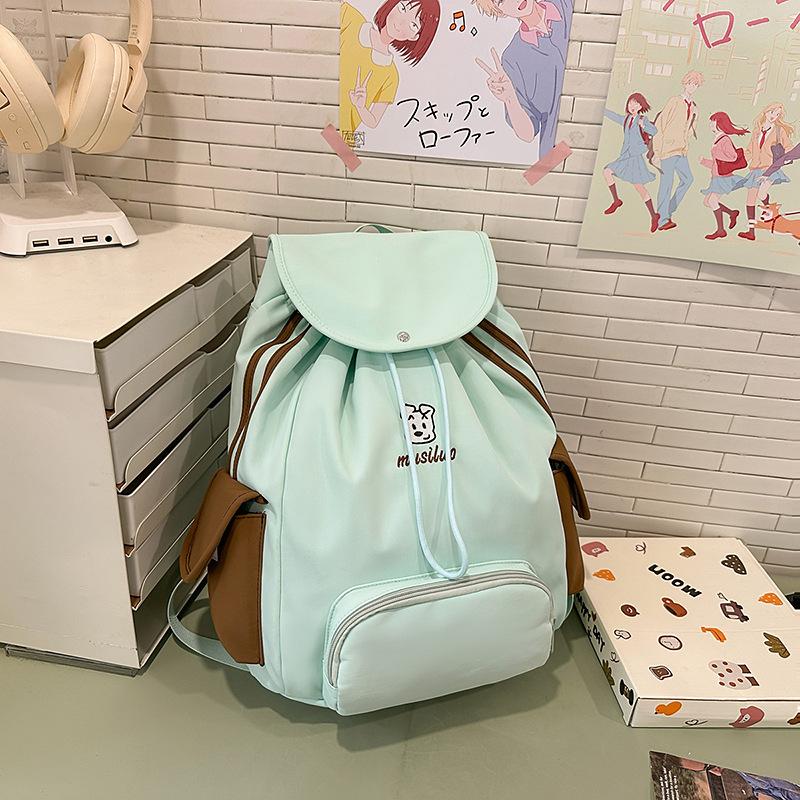 Japanese ins schoolbag female college students niche bundle drawstring backpack lightweight large capacity junior high school students backpack