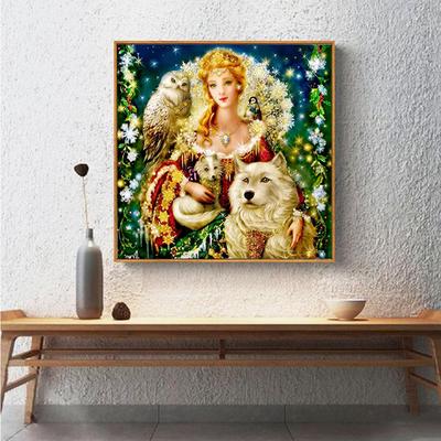 Diamond Painting Cross Stitch Fairy & Animals Diamond Mosaic Needlework CraftsRound Embroidery