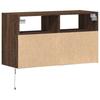 Wall Mounted TV Cabinet with LED Lighting Brown Oak Effect 80 x 31 x 45 cm