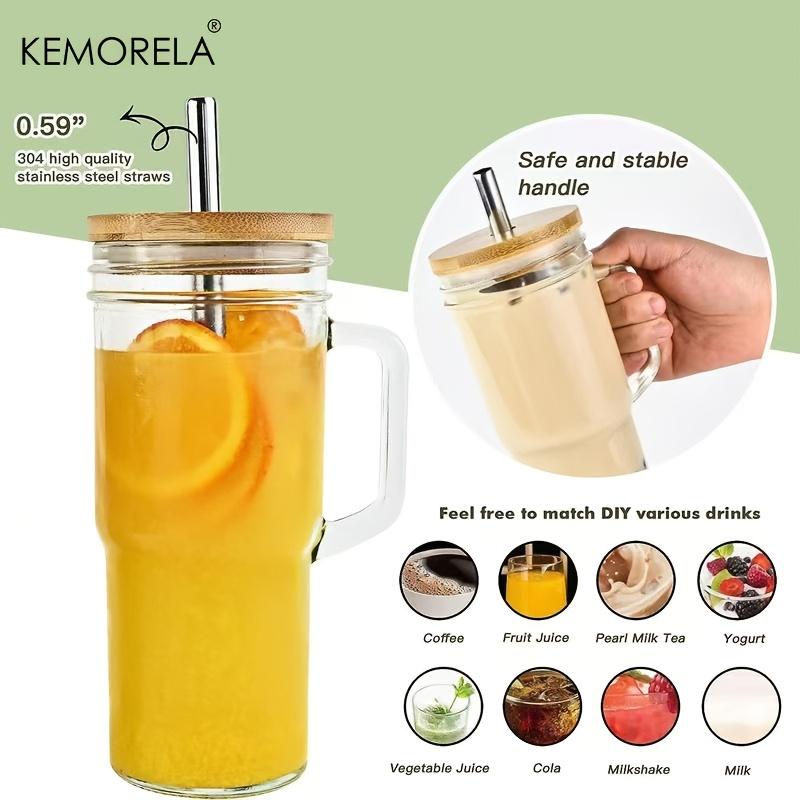 700ML Glasmugg Med Trälock Sugrör 1/2/4ST Genomskinlig Pärlemjölk Juice Förtjockad Glasmugg Dryckesvaror Kaffemugg