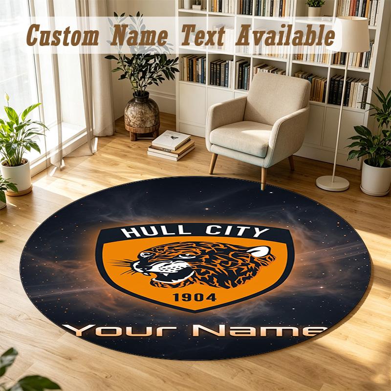 Round Rug Custom NameHull City Pattern Non Slip Carpet Home Floor Decor