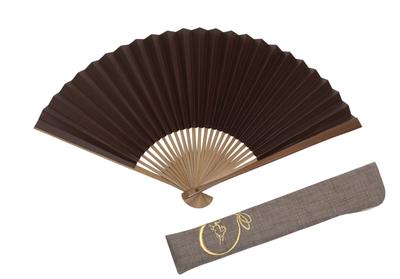 Kyoto-style Fan, Handcrafted by Kyoto Artisans, with Fan Case and Wooden Box (brown)