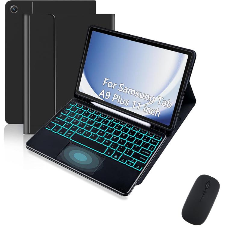 Samsung Tablet A9 Plus 11-Inch Leather Protective Case with Seven-Color Backlit Touchpad Bluetooth Keyboard and Pen Slot