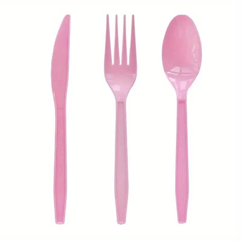 75 Sets of Reusable Multicolor Plastic Cutlery Knives, Forks and Spoons, Which Are Very Suitable for Dining Parties.