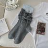Ballet-style Dui Dui Socks for Women, Spring and Summer Embroidered Bow, Heart-shaped Mid-calf Socks, Double-layer Cotton Socks