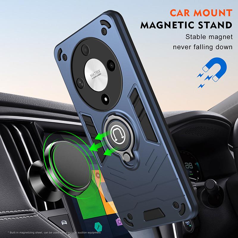Støtsikkert panserdeksel til Honor Magic 6 Lite For Honor Magic 6 Lite Med magnetisk ringholder for bil Deksel til telefon Trådløs lading