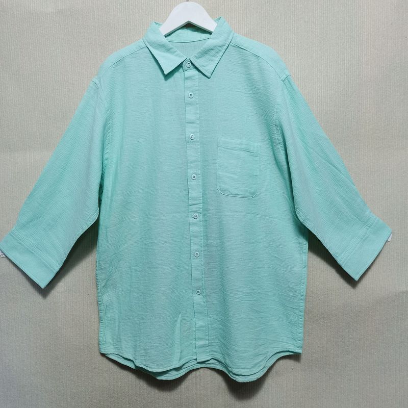 Original Order Leftover Stock Cotton and Linen Fabric Three-Quarter Sleeve Open Shirt Men and Women Same Style Basic Style Casual Spring and Summer