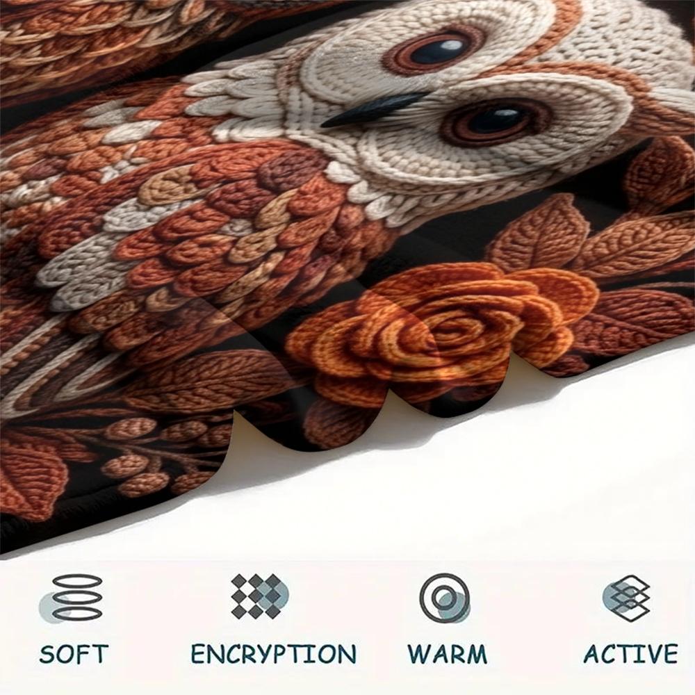 1Pc owl Print Flannel Blanket, High quality Comfortable for All Seasons, Home Decor, Warmth and Comfort, Perfect for Christmas Gifts W66