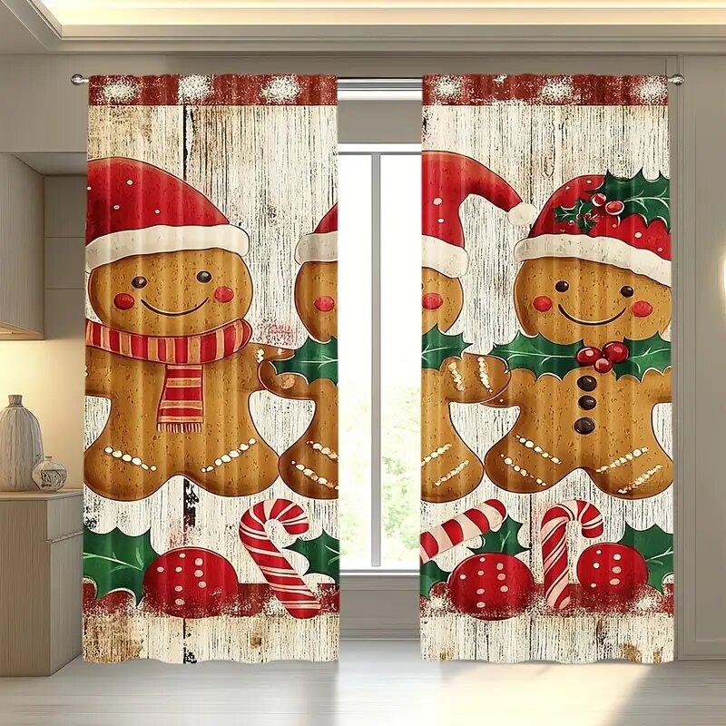 Christmas gingerbread man bag curtains   bedroom and living room decoration   home decoration   Christmas decoration