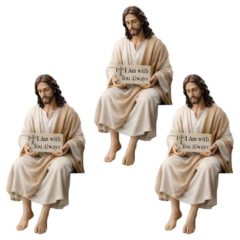 Inspirierende Christusstatue mit handbemaltem Detail Harz Schreibtisch-Begleitfigur Christliches Ornament Religiöses Geschenk