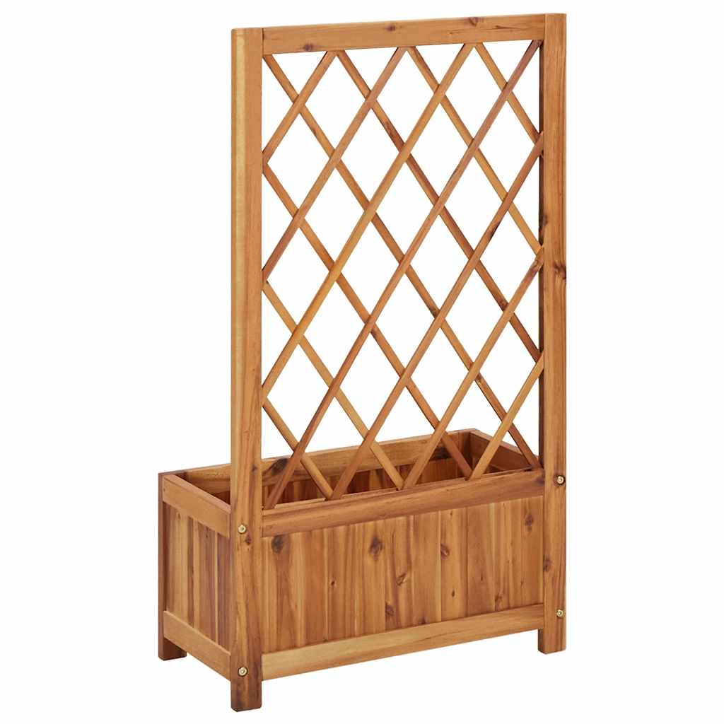Vidaxl Raised Planter with Trellis, Solid Acacia Wood