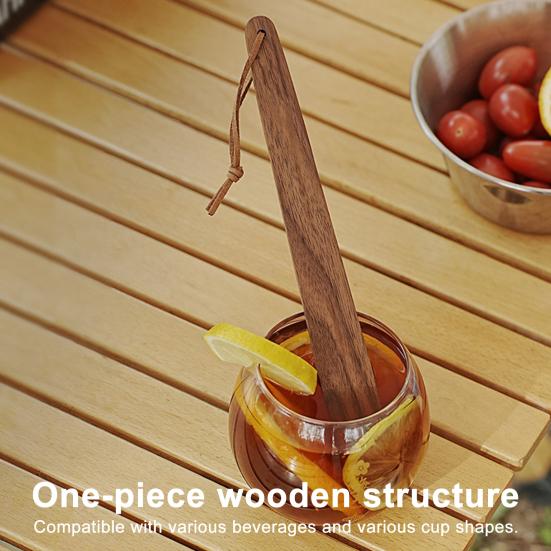 Black Walnut Coffee Stirrer Long Handle Outdoor Camping Pour-over Coffee Stirring Bar Portable Heavy Duty Wooden Mixer Stick Coffee Accessories