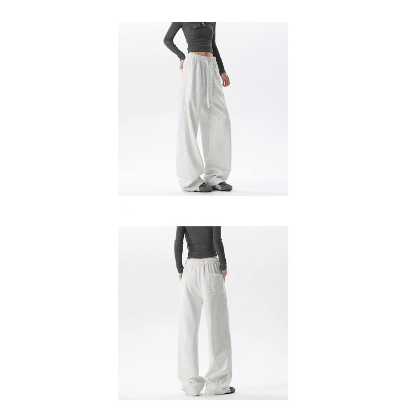 Cotton Drawstring Wide Leg Sweatpants, Loose Straight Leg Casual Sports Five Points Trousers For Summer Streetwear