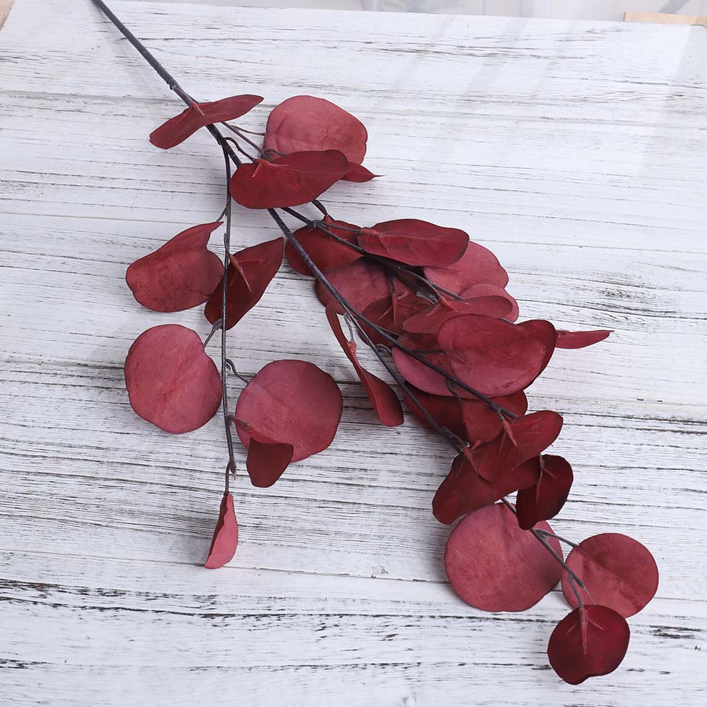 Jesienne sztuczne kwiaty jedwabne wesele dekoracja domu roślina sztuczne liście eukaliptus długa gałąź sztuczne rośliny DIY aranżacja ścienna